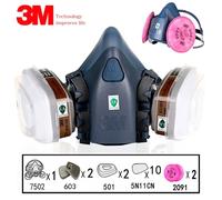 Respirateur à gaz anti-poussière 17 en 1 3M 7502, demi-masque anti-poussière pour peinture, pulvérisation de vapeur organique, filtre à gaz chimique, sécurité du travail 1pc mask