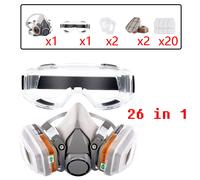 Respirateur à masque à gaz demi-visage 26 en 1 6200, avec lunettes de sécurité Anti-buée, Protection multi-filtre pour la peinture et le soudage Mask Only