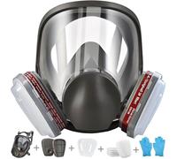 Respirateur facial complet réutilisable, Protection Respirateur Visage avec 10 filtres de rechange 5 paires de gants pour Peinture