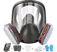 Respirateur facial complet réutilisable - PZCC - 10 filtres de rechange - 5 paires de gants - Protection intégrale