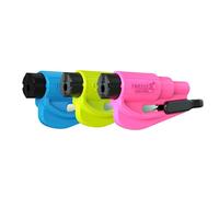resqme Porte-clés d'urgence compact 2-en-1 coupe-ceinture de sécurité et brise-fenêtre Fabriqué aux États-Unis Bleu/Rose/Jaune