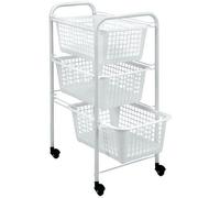 Metaltex Chariot de rangement SAN Diego, 3 paniers amovibles, Fabriqué en Suisse, Blanc
