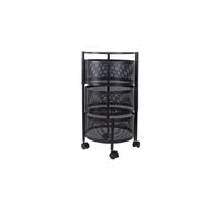 Resserre 3 paniers rotatifs sur roues en acier noir | H 60 cm x D 33 cm | Etagère de rangement cuisine, salle de bain, bureau..