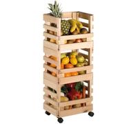 Astigarraga Caisse de rangement sur roulettes Evolution – 3 paniers pin massif bois brut