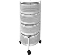 Resserre de Cuisine 4 Paniers rotatifs sur Roues en Métal H 76 cm (Blanc)