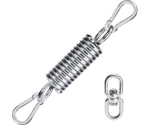 Ressort oscillant pour fauteuil suspendu, capacité de charge jusqu'à 200 kg, 2 mousquetons, 1 anneau pivotant à 360° et ressort de suspension, suspension pour fauteuil suspendu, acier inoxydable 304, 