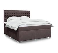 Ressorts ensachés lit sommier matelas polyester duo Brun 180x200 cm | Sommier à lattes avec matelas à ressorts ensachés et surmatelas marron foncé 180x200 cm