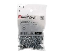 Restagraf - Vis à Bois Tête Fraisée - Acier Classe 4.8-4 x 25 mm - Idéal Plastique, Bois, Composite - Filetage Haute Adhérence - Fixation Sans Fissure et Sans Préperçage - Réf. 7405 - Sachet de 100