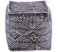 RESTEQ Pouf Ottoman Cube 50x50x50 cm en Velours Noir, Repose-Pieds et siège d’appoint, Motif géométrique, Usage Salon Chambre