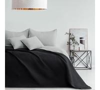 RESTILO Couvre-lit 220 x 240 cm - Noir et argenté - Double face - Surpiqûre ultrasonique - Polyester Softa