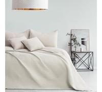 RESTILO Couvre-lit 260 x 280 cm crème beige clair Jeté de lit double face surpiqué ultrasonique en polyester Softa
