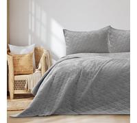 RESTILO Laila Couvre-lit 170 x 270 cm argenté surpiqué en Velours