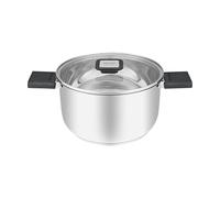 RESTO Marmite en acier inoxydable 18/10 - Diamètre : 20 x 11,5 cm - Avec poignées pliables - Induction - Avec couvercle en verre résistant à la chaleur et échelle de mesure - 3,2 l