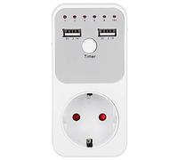 Restokki Minuterie De Sortie, Prise De Minuterie, 180~260 V USB Prise De Compte à Rebours Numérique Intelligente pour Chargeur De Téléphone D'ordinateur, Prise De Sécurité (EU Plug 16A 3680W)