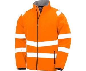 Result Genuine Recycled R505X | Recycled Printable Safety Softshell Jacket Sicherheitsjacke - Farbe : Orange fluorescent/Noir - Größe : M