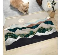 Résumé De Luxe Paillasson Intérieur, 50 x 80 cm Tapis Entrée Intérieur Antidérapant Tapis de Porte Montagnes En Relief De Marbre Absorbant Lavable pour Cuisine, Salle de Bain, Couloir, Émeraude