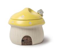 RESVUGA Sucrier en céramique avec couvercle et cuillère Motif maison de champignons Jaune 414 ml