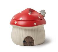 RESVUGA Sucrier en céramique avec couvercle et cuillère Motif maison de champignons Rouge 414 ml