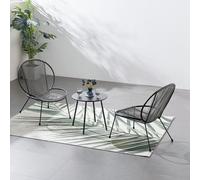 Concept Usine - Ensemble salon de jardin Rete 2 fauteuils + table basse, style rétro, gris foncé
