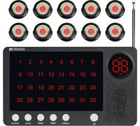 Retekess TH107 Système d'appel, Système de téléavertisseur sans fil pour personnes âgées, Caregiver Pager, 300m de portée d'appel, 10 langues, IP67 étanche，pour hôpital