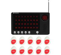 Retekess TH108 Téléavertisseur sans fil pour soignants, bouton d'appel d'alarme pour personnes âgées, affichage 32 bits, 1000 m de distance, 10 langues et 3 invites