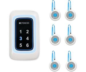 Retekess TH109N Caregiver, Système d'appel, Cloche d'appel sans fil pour personnes âgées, 260m, 120dBA, Système d'alarme d'urgence, pour les soins à domicile, les maisons de soins infirmiers