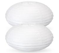 Retisee Lot de 2 lanternes ovales en papier à suspendre - Lanterne chinoise japonaise - Boule de Chine pour fête prénuptiale - Décoration d'anniversaire - Facile à assembler (blanc, 40,6 cm)