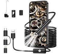 Retoo Caméra D'inspection HD avec 6 LED, Caméra Endoscopique étanche avec IP67, Type C et USB caméra d'inspection avec Crochet lumières et LED pour Smartphone, Android, Automobile, Plomberie(1M)