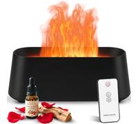 Retoo Diffuseur d'arômes effet flamme 250 ml - Humidificateur ultrasonique pour huiles essentielles avec 14 couleurs LED, minuterie et télécommande - Diffuseur de parfum d'ambiance pour la maison