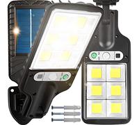 Retoo Lampe solaire 120 LED 240 W IP67 avec télécommande et capteur crépusculaire jusqu'à l'aube pour l'extérieur, le jardin, la route, la véranda, blanc froid 6000 K Applique murale étanche