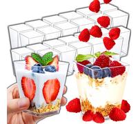 Retoo Lot de 25 Gobelets Plastique Coupelles à Dessert - En Plastique Transparent - Réutilisables - Faciles à Nettoyer - Idéales pour la Maison, les Desserts, le Pudding, la Mousse, la Glace