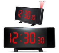 Retoo Réveil à Projection Plafond Heure, Horloge Enfant et Murale, Grand Écran LED Reveil Projecteur 180°, Double Alarme