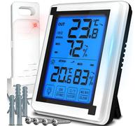 Retoo Station météo sans fil multifonction avec capteur extérieur et écran LCD numérique, station météo radio avec hygromètre, baromètre, synchronisation de l'heure radio et portée de 60 m (blanc)