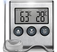 Retoo Thermomètre Cuisine pour Viande Numérique avec Sonde Thermosonde De Cuisson Minuteur Intégré Barbecue Grill Thermomètre Acier Inoxydable 0 à 250 °C 2 unités de mesure de température
