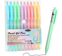 Retractable Ballpoint Pens, 0.5 Mm Tip Gel Pen - High Quality Black Ink For School, Home And Office (Pack Of 10)