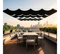 Rétractable Vague Toile 60 x 975 cm Protection UV, Anti-Déchirure, Coupe-Vent, Imperméable Filet Ombrage Pergola avec Cordes pour Jardin, Terrasse, Noir
