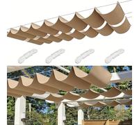 Rétractable Vague Toile D'ombrage Rectangulaire Imperméable Voile Ombrage Filet D'ombrage Bâche Ombrage Protection UV Solaire pour Jardins Balcons Terrasse Pergola 1.8x4M Kaki