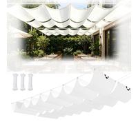 Rétractable Vague Toile-Ombrage 2.6 x 5.2 m Imperméable, Protection UV, Protection Solaire, Indéchirable, Pergola de Rechange avec Œillets et Corde, pour Patio Extérieur, Blanc
