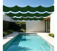 Rétractable Voiles d'ombrage 700 x 540 cm Résistant à l'eau Toile d'ombrage Protection Solaire avec Oeillets et Cordons pour Patio Jardin Terrasse Extérieur, Sable, Vert Foncé