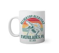 Retro Alligator Alcatraz Florida Tasse Blanche Nouveauté Drôle Pour Thé au Café 330ml
