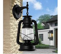 Rétro Antique Vintage Lanterne Rustique Applique Murale Luminaire Extérieur Noir