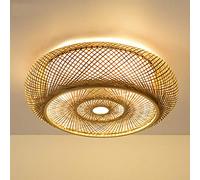 Rétro Bambou Tissé Plafonnier Suspension En Bambou E27 Pays Couloir Plafonnier Lampe Tissé À La Main Bambou Naturel Rotin Salon Chambre Étude Lampe Décorative,40cm