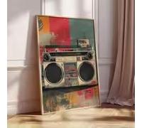 Retro Boombox Wall Art Vintage Music Poster Print Hip Hop 80s Artwork Urban Street Art Decor Old School Stereo Print(40x60cm/Frameless)