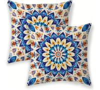 Rétro Coussin Exterieur Impermeable 30x30 cm, Velours Housse de Coussin Exterieur pour Salon de Jardin, Fleur de datura Taies D'oreillers Canapé Decoratif Lot de 2 pour Balcon Terrasse Salon SJ-178