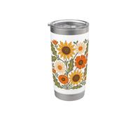 Rétro Fleur Sauvage Tournesol Marguerite Floral Botanique Nature Gobelet isotherme en acier inoxydable double paroi