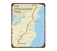 Retro Hiker Decor Metal Sign Vintage Appalachian Trail Route Map Aluminum Tin Plaque for Hunting Lodge Mountain Cabin Basecamp Mudroom Wall Hanging 8 X 12 inch