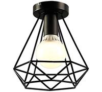 Retro Industrielle Plafonnier en Métal Noir Cage, Carré Fer Lustre suspension luminaire pour couloir,entrée,allée, porche, chambre