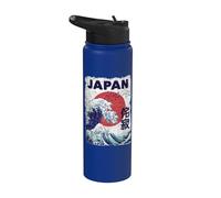 Retro Japon Graphique Océan Japonais Grande Vague Stainless Steel Insulated Water Bottle