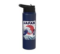 Retro Japon Graphique Océan Japonais Grande Vague Stainless Steel Insulated Water Bottle