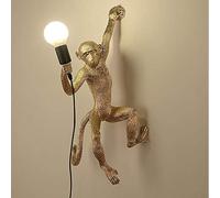 Rétro Lampes Murales Intérieure Créatif Singe Résine Applique Murale Industrielle Vintage Éclairage Mural Lampe de chevet Salon Luminaire E27 Base Pour Bar Salle À Manger Café Hôtels (d'or,Applique)